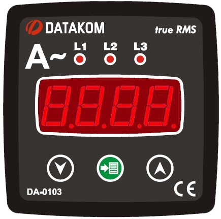 DATAKOM DA-0103 Амперметр, 3 фазы, 72x72 мм