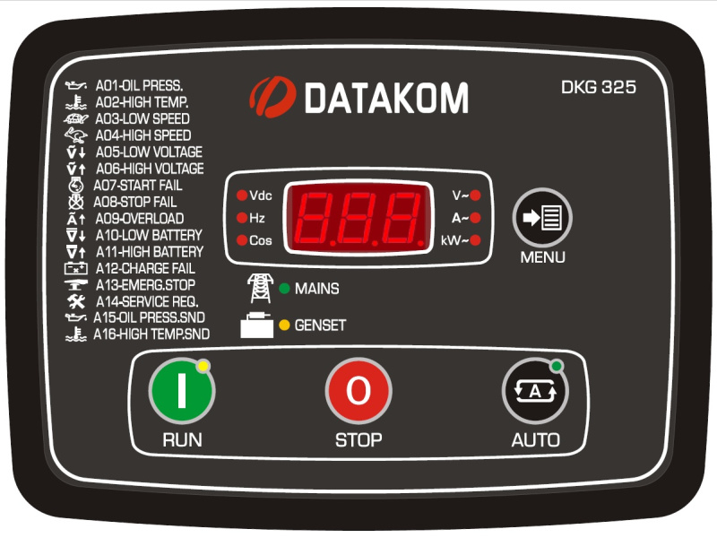 DATAKOM DKG-325 Панель управления генератором мощностью до 15KVA со встроенным зарядным устройством,