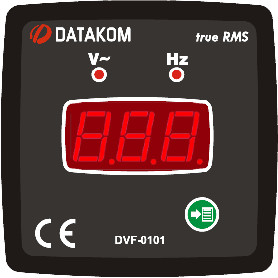 DATAKOM DVF-0101 Вольтметр-частотомер, 1 фаза, 72x72 мм