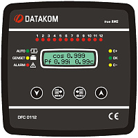DATAKOM DFC-0112 PFC, 128x64 B&W дисплей, 144x144 мм, 12 шагов + RS485 + SVC