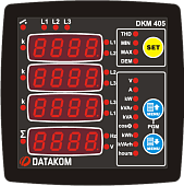 DATAKOM DKM-405 Анализатор электросети, 170-275V питание, 96x96 мм, доп вход/выход